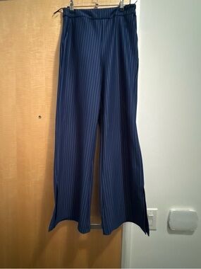 ASOS Navy Pinstripe Wide-Leg Trousers